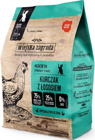 WIEJSKA ZAGRODA Kurczak z Łososiem dla kociąt 400g