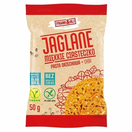 Frank&Oli − Jaglane miękkie ciasteczko Pasta orzechowa + Chia − 50 g