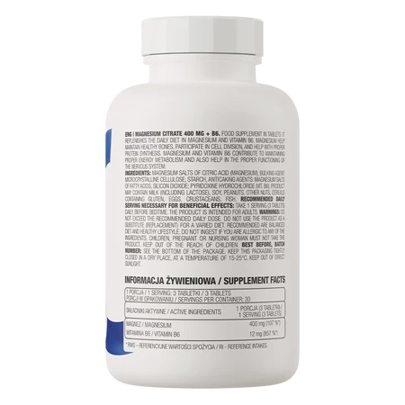 OstroVit Cytrynian Magnezu 400 mg + B6 90 tabl.