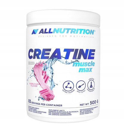 Allnutrition Creatine Muscle Max Kreatyna Monohydrat 500g smak guma balonowa