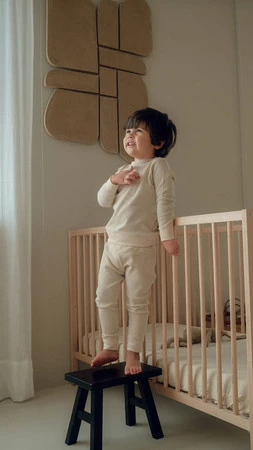 Lodger dwuczęściowa piżamka bawełniana beżowa Ciumbelle Ivory r. 86