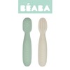 Beaba Zestaw 2 silikonowych pierwszych łyżeczek-gryzaków Sage green/velvet grey