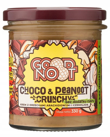 GOOD NOOT Choco & Peanoot Crunchy Krem z Orzeszków Ziemnych z Czekoladą bez dodatku cukrów bezglutenowy 330 g