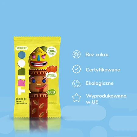 Smileat Triboo, BIO Sminolas, Żelki owocowe bez cukru Jabłko i Cytryna, 25g