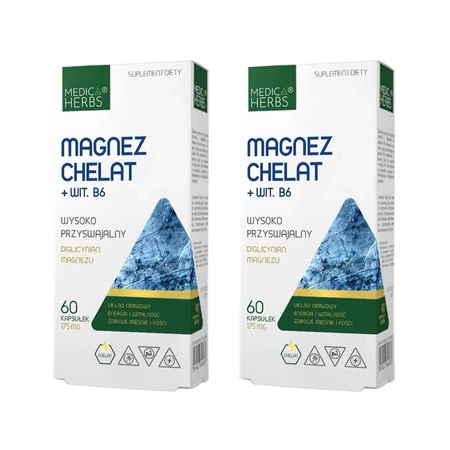 Zestaw 2x Medica Herbs Magnez Chelat + Wit. B 60 kaps.