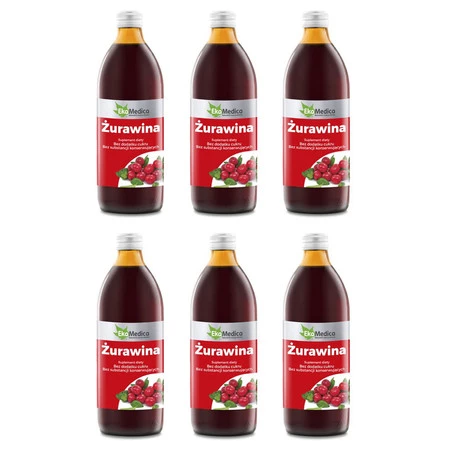 Zestaw 6x EkaMedica Żurawina 1l