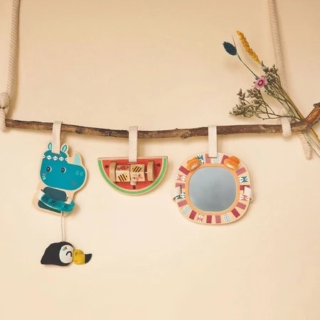 Lilliputiens Zestaw drewnianych zawieszek aktywizujących Nosorożec Marius 9 m+