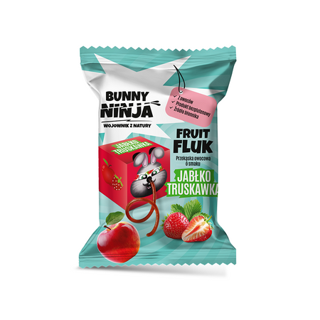 Bunny Ninja Fruit Fluk o smaku jabłko-truskawka 15g zero cukru bezglutenowa
