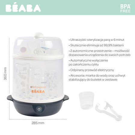 Beaba Sterylizator parowy 2w1 Night blue
