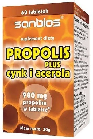 Sanbios − Propolis plus cynk i acerola − 60 tabl.