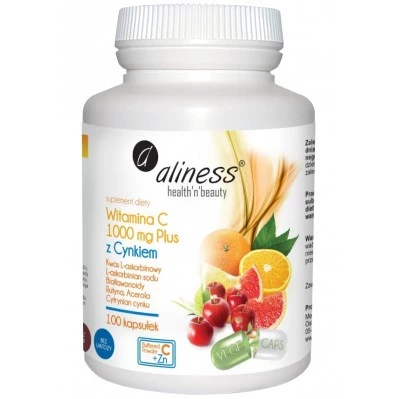 Aliness Witamina C 1000 mg z CYNKIEM PLUS bioflaw, rutyna, acer. x 100 kaps. VEGE