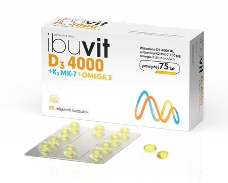 Ibuvit D3 4000+K2 MK-7 Omega 3 wsparcie osób starszych 30 kaps.
