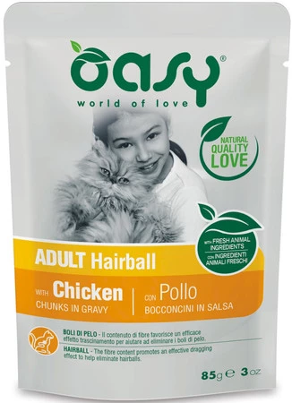 OASY Cat Lifestage Adult Hairball w sosie 85g