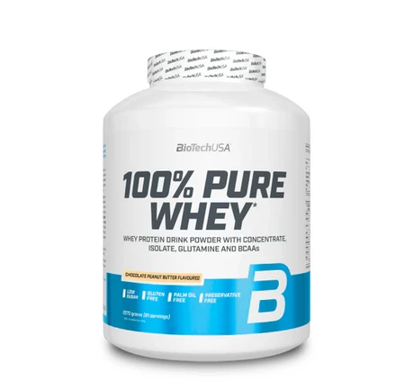 BioTech USA 100% Pure Whey odżywka białkowa 2270g smak masła orzechowego z czekoladą