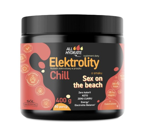 ALLHydrate, Elektrolity CHILL o smaku Sex on the beach 400g, 50 porcji - Nabea.pl