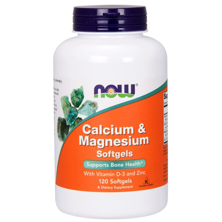 Now Foods Calcium&Magnesium Wapń, Magnez, Witamina D3 i Cynk 120 kaps.