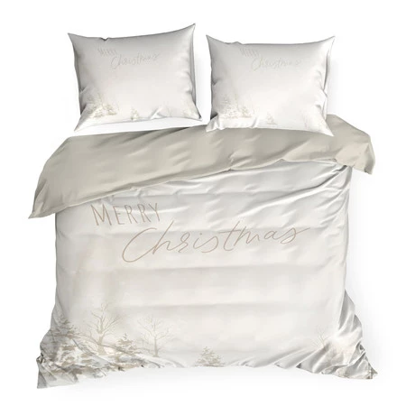 Komplet pościeli świątecznej 160x200 cm z mikrowłókna – beżowy