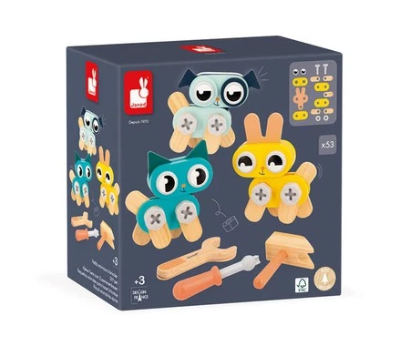 Janod Drewniane zwierzątka do składania Brico'Kids 3+