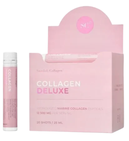 Swedish Nutra Collagen Deluxe 12 500 mg + kwas hialuronowy i witaminy 25 ml x 20 ampułek smak jagoda