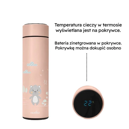 Nuvita, Termos z termometrem, Łososiowy, 500ml