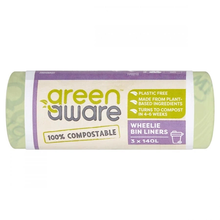 GreenAware − Kompostowalne worki na odpady spożywcze,140L − 3 szt.