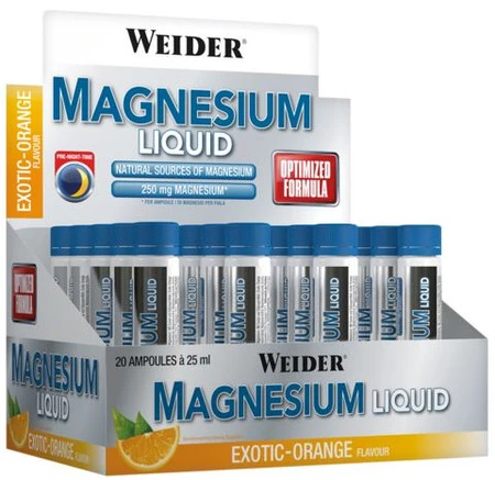 Weider Magnesium Liquid shoty magnezowe 25 ml x 20 shotów smak pomarańczca 20 x 25 ml.