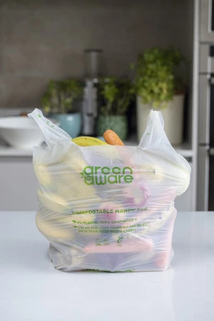 GreenAware, Kompostowalne reklamówki wielokrotnego użytku, T-shirt, 30L, 10 szt.