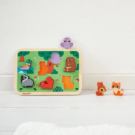 Janod Puzzle drewniane 3D Las 7 el.,18 m+