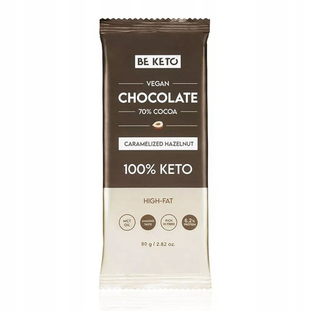 BeKeto Wegańska Keto Czekolada z olejem MCT karmelizowany orzech 80g x10