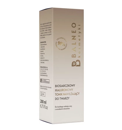 Balneokosmetyki - Biosiarczkowy hialuronowy tonik dotleniający do twarzy, 200ml