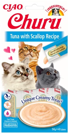 INABA Cat Churu Tuna Scaloop Krem Tuńczyk Przegrzebki 4x14g