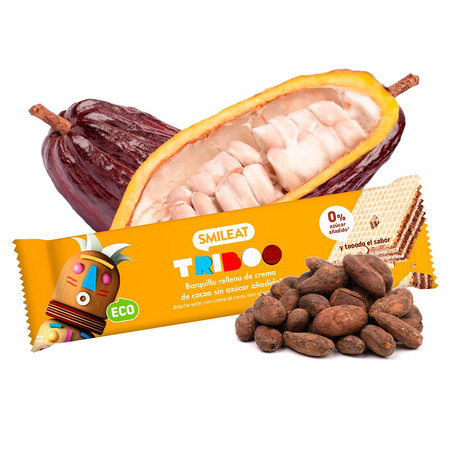 Smileat Triboo, BIO Wafelek z nadzieniem kakaowym, 30 g