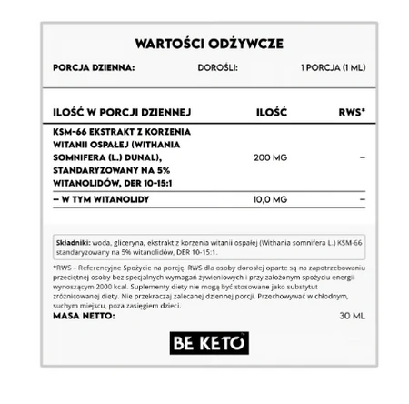 BeKeto Ashwagandha KSM-66 in Drops 30ml