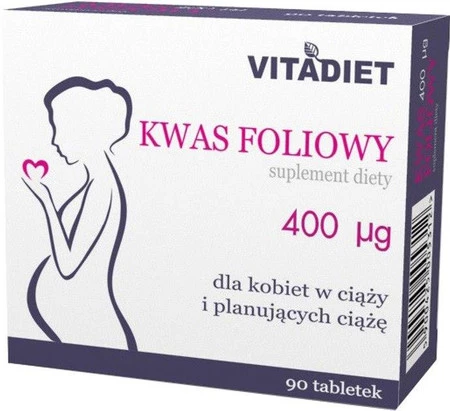 Vitadiet Kwas Foliowy 400Mcg 90 T. Dla Ciężarnych