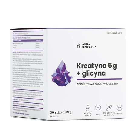 Aura Herbals Kreatyna 5 g, monohydrat + glicyna, saszetki 30 szt.