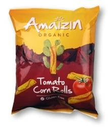 CHIPSY KUKURYDZIANE ROLLS O SMAKU POMIDOROWYM BEZGLUTENOWE BIO 100 g - AMAIZIN
