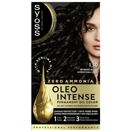 Oleo Intense farba do włosów trwale koloryzująca z olejkami 1-10 Intensywna Czerń