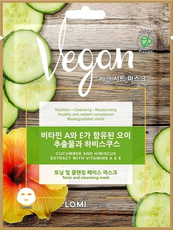 Vegan Sheet Mask vegańska maseczka w płachcie Ogórek i Hibiskus 20ml