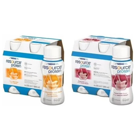 Zestaw: 1x RESOURCE Protein smak morela 4 x 200ml i 1x RESOURCE Protein smak owoce leśne 4 x 200ml