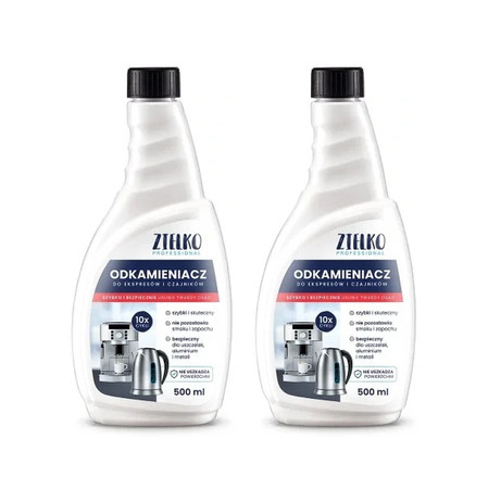 Zestaw: 2x ZIELKO PROFESSIONAL Odkamieniacz Płyn do czyszczenia ekspresów i czajników 500ml