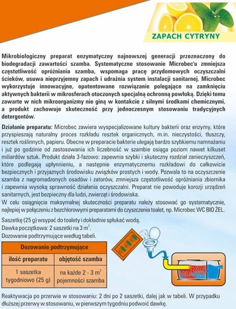 BROS - Microbec ULTRA 25g zapach cytryny - preparat do szamb - 1 szt