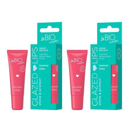Zestaw: 2x beBio Glazed Lips naturalny żelowy olejek do ust Coconut Gloss 10ml