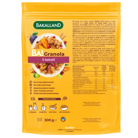 Bakalland BA! Granola 5 bakalii 300g pełnoziarnista