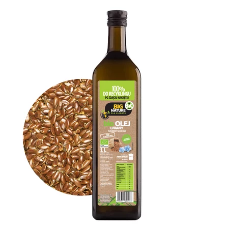 Olej lniany BIO tłoczony na zimno 1L