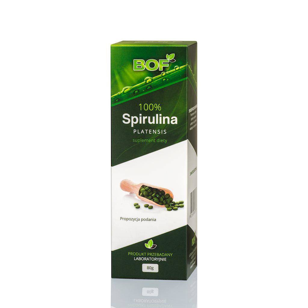 100% Spirulina Platensis 80g (200mg, 400tabl.) BOF - Nabea.pl