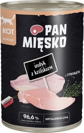 PAN MIĘSKO Indyk z Królikiem dla kota 400g