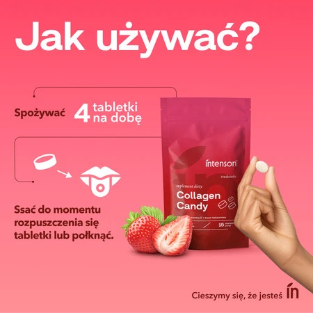 Intenson Collagen Candy 60 tabl. smak truskawka
