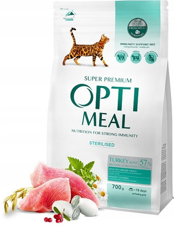 OPTIMEAL Sterilised Cat Turkey – sucha karma dla kotów sterylizowanych 700 g