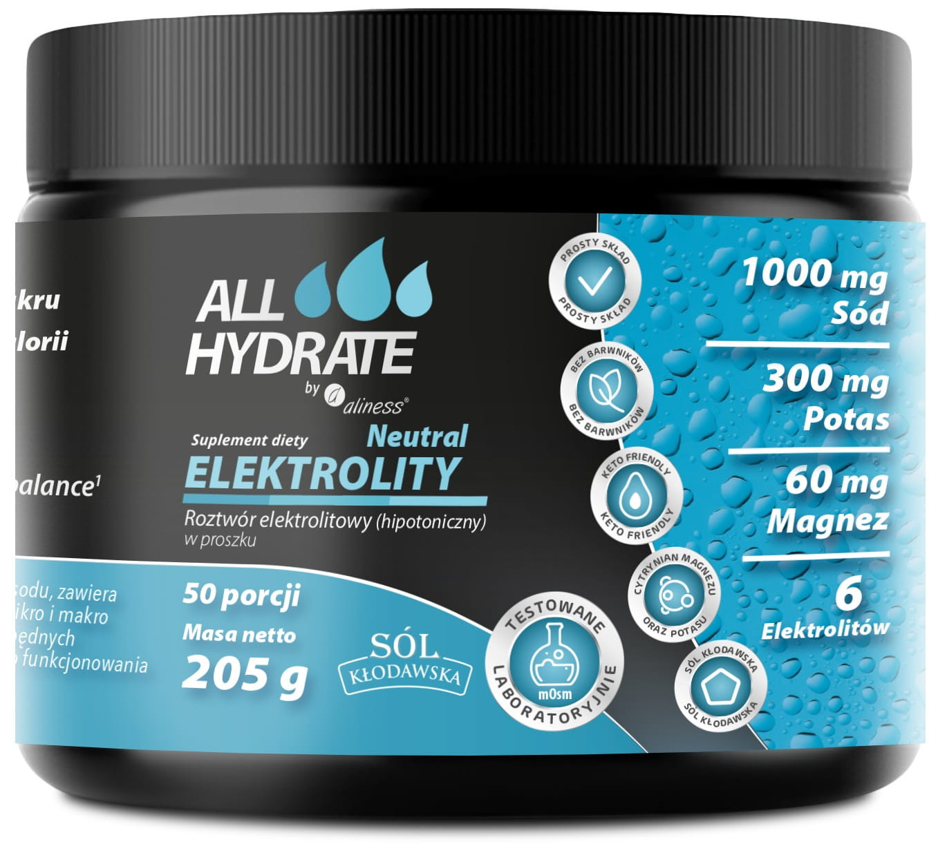 Aliness ALLHydrate, Elektrolity Neutral 205g, 50 porcji - Nabea.pl