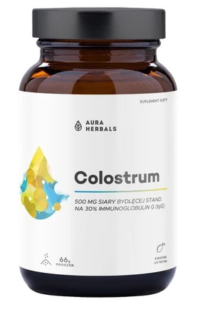 Aura Herbals Colostrum 500 mg wsparcie układu odpornościowego 66g smak kwaśna cytryna